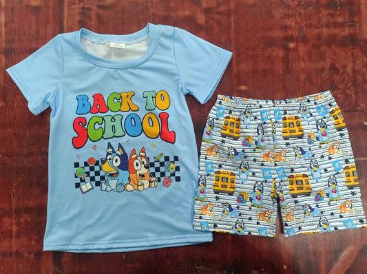 custom moq 5 eta 5weeks mix size summer boys clothes bluey short sleeve shorts sets