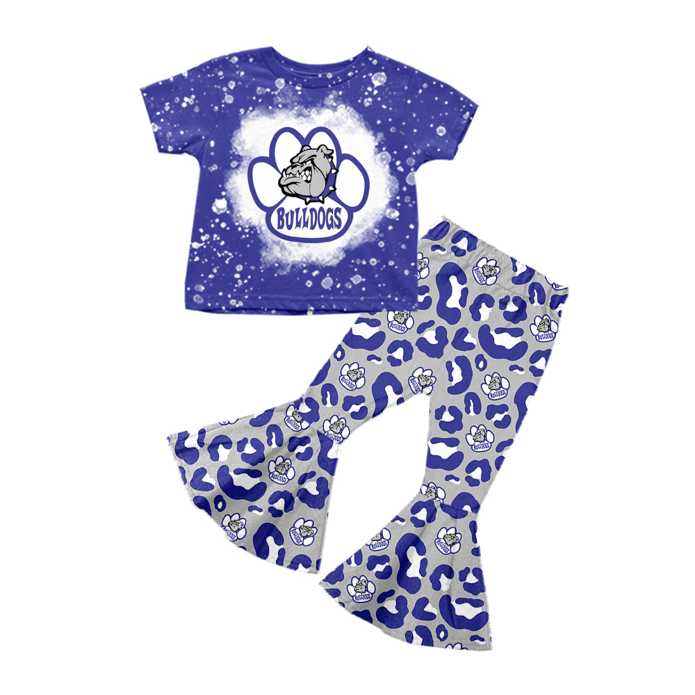 baby girl clothes team BULLDOGS blue toddler girl summer outfit