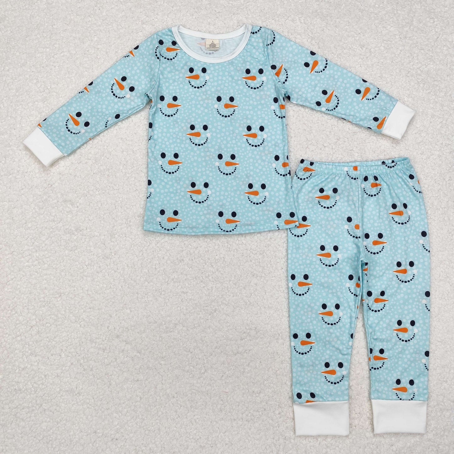 BAMBOO RTS NO MOQ ETA 5/7days arrived BLP0543 Modal Snowman Blue Green Long Sleeve Pants Pajama Set