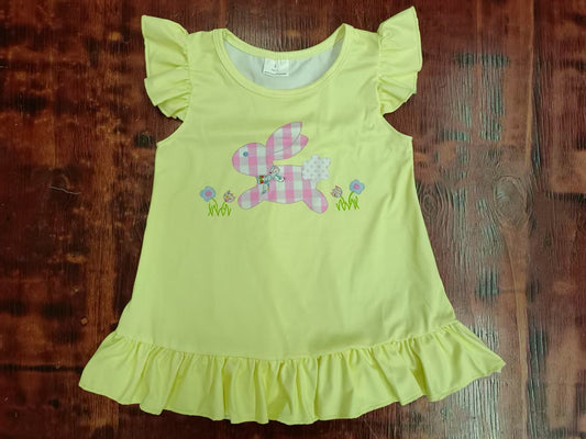 Custom moq 3 eta 6-7weeks baby girl clothes yellow flying sleeve shirt