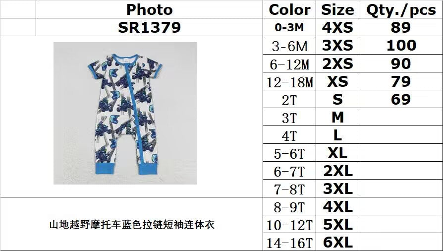 RTS no moq SR1379 Mountain cross-country motorcycle blue zipper short-sleeved one-piece