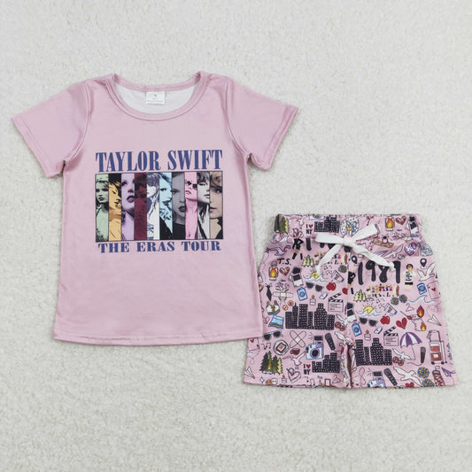 GSSO0646 taylor swift pink short sleeve shorts suit