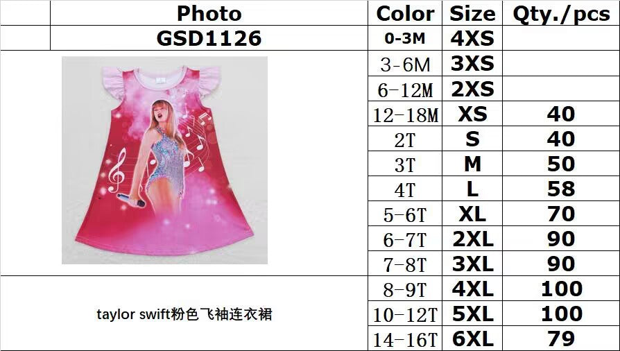 GSD1126 taylor swift pink flying sleeve dress