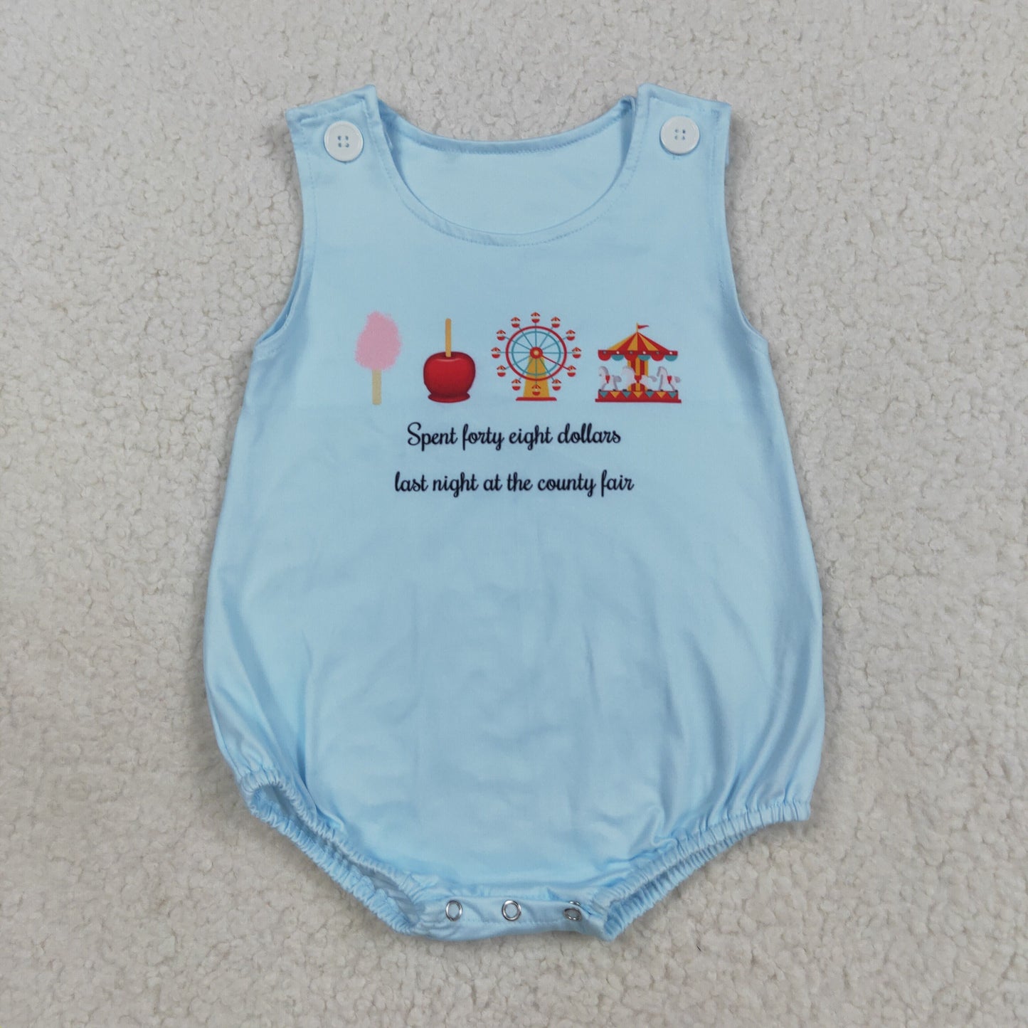 RTS NO MOQ（In Stock) SR3056 Blue Ferris wheel amusement park logo vest bodysuit