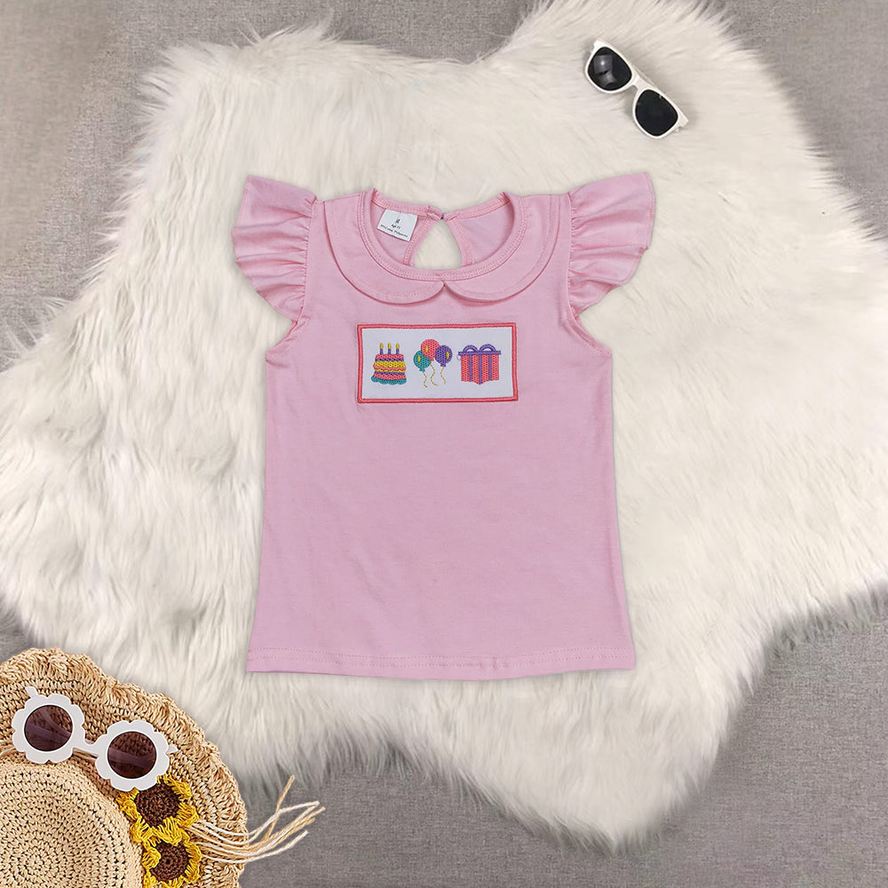 RTS NO MOQ  Gift Box-Birthday Hat-Cake Pattern Short Sleeve Suit & Dress & Top