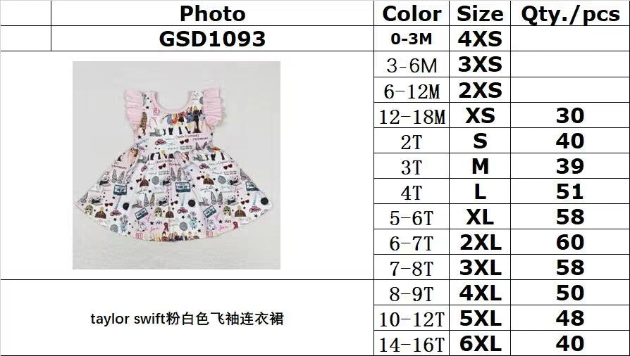 RTS no moq GSD1093 taylor swift pink and white flying sleeve dress