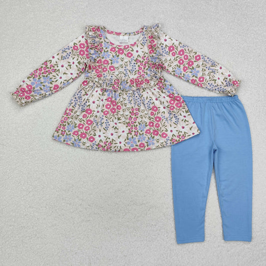 RTS NO MOQ ETA 5/7days Arrived GLP1926 Powder blue floral lace long sleeve trousers suit