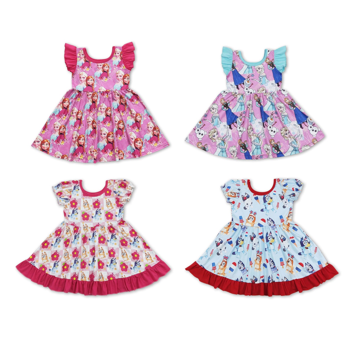 RTS NO MOQ Baby Girl Clothes Valentine Short-sleeved dress