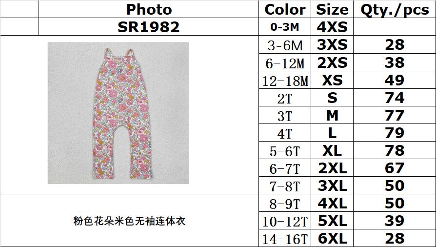 RTS NO MOQ ETA 5/7days Arrived SR1982 Pink flower beige sleeveless jumpsuit
