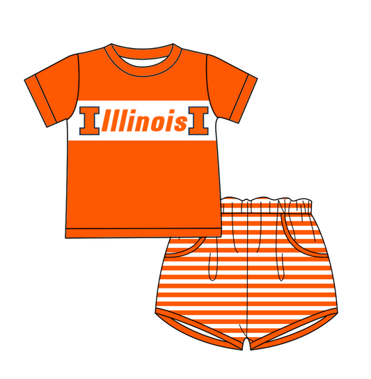 custom moq 3 eta 6-7weeks baby boys clothes team orange short Sleeves Shorts Set