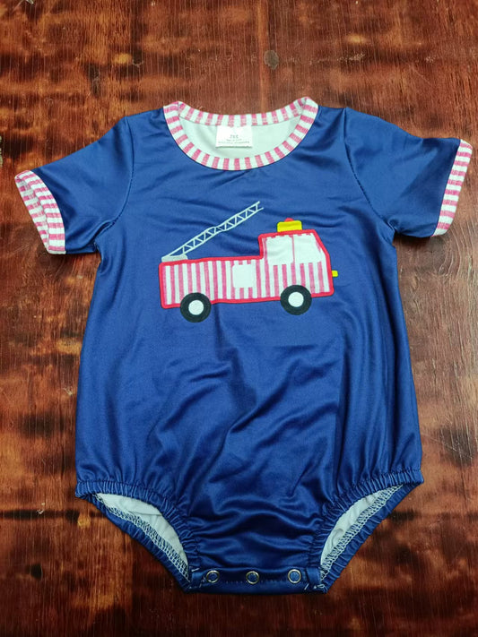 Custom moq 3 eta 6-7weeks  Embroidered crane dark blue short-sleeved romper