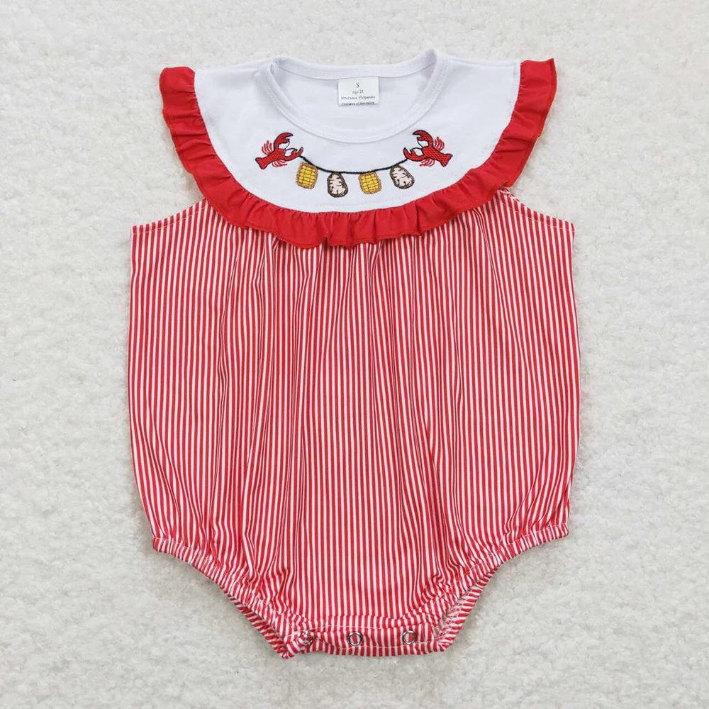 Baby Girls Crawfish Boiled Tops Bows Shorts Romer Sibling Clothes Sets