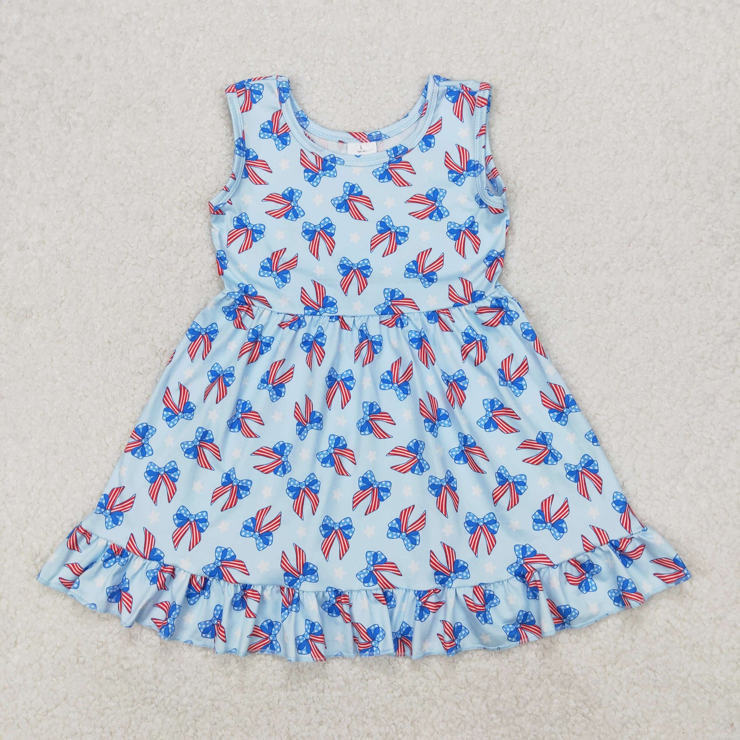 RTS NO MOQ ETA 5/7days Arrived GSD1965 National Day Bow Pattern Stars Blue Sleeveless Dress