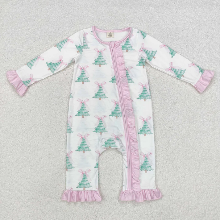 RTS NO MOQ Baby Girls Christmas trees Clothes dress and romper