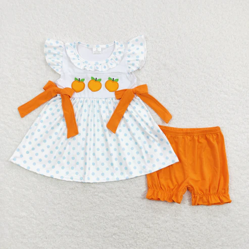 Baby Girls Peaches Summer Sibling Sister Brother Clothes Sets