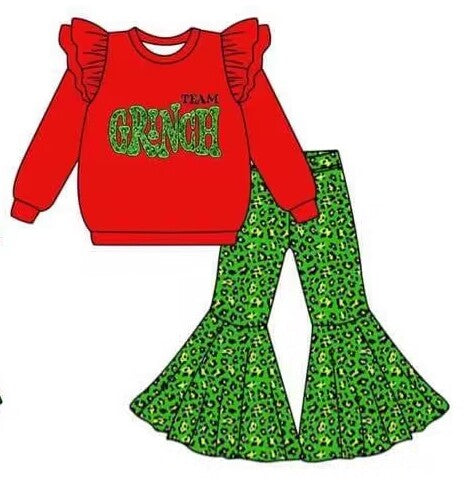 Deadline July 17 custom no moq  eta 6-7weeks red grinch top and pants sets