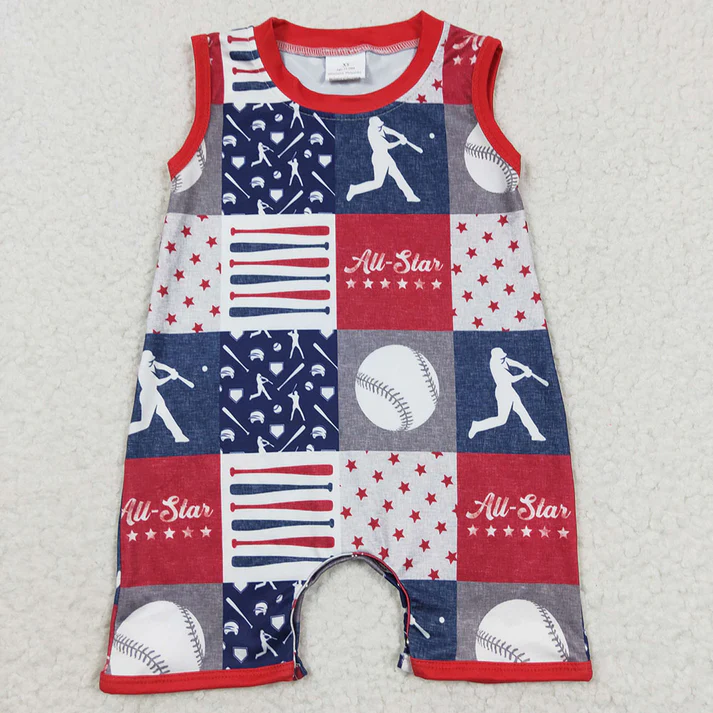 RTS NO MOQ Baby boy clothes baseball Shorts Sleeve Romper Mixed Sizes