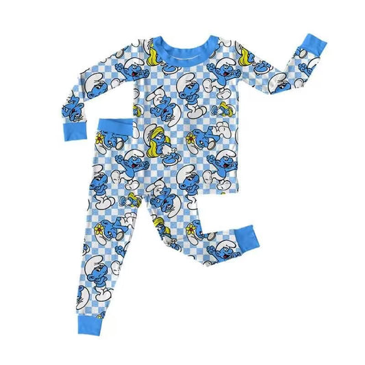 custom moq 5 eta 6-7weeks baby boys clothes cartoon blue Long Sleeve Long Pants Set