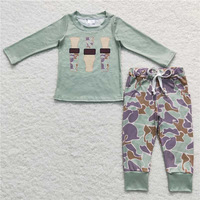 RTS NO MOQ Baby boy camouflage  top pants set and short-sleeved shorts set and short sleeve pants sets