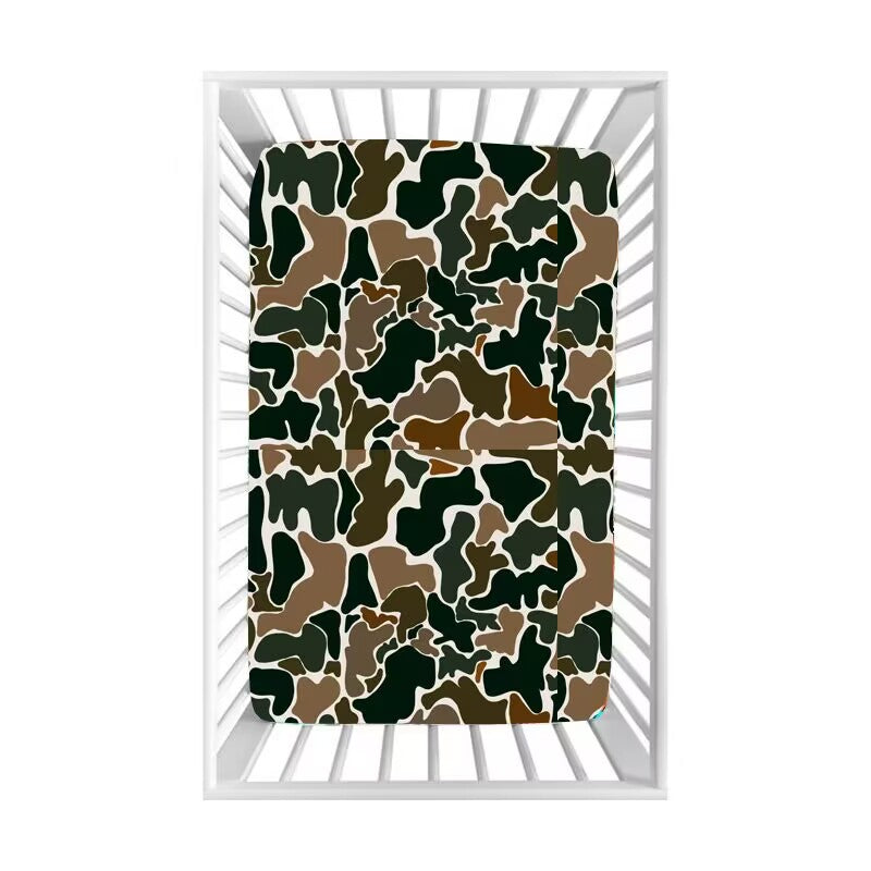 custom style baby summer camouflage green custom kids bed sheets design