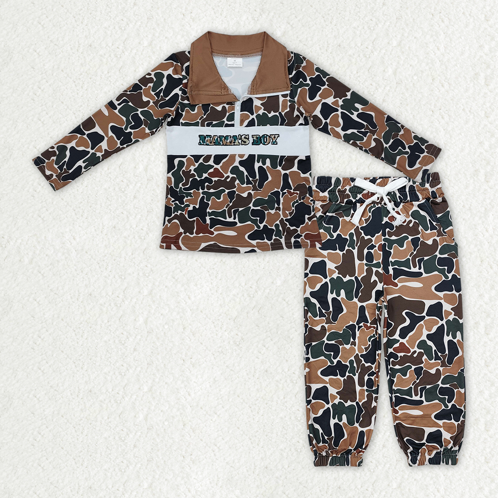 RTS NO MOQ Baby Boys Clothes Camouflage duck long-sleeved pants set