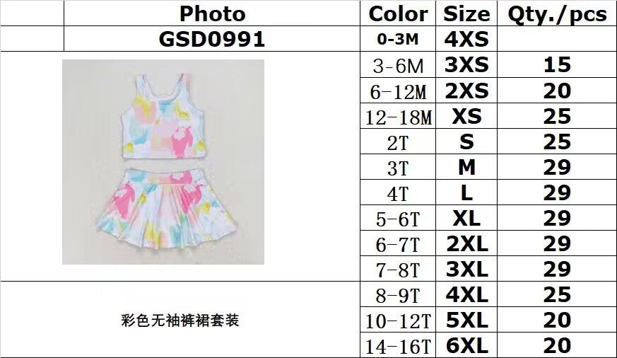 rts no moq GSD0991 Colorful sleeveless culottes suit