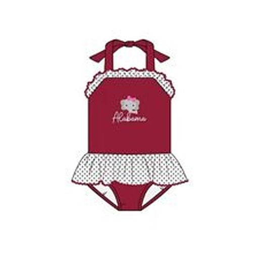 baby girl clothes team girl brick red summer Jumpsuit swimsuit beach wear