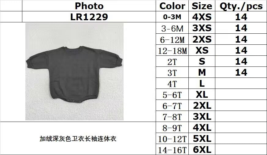 rts no moq LR1229 Dark Gray Fleece Sweater Long Sleeve Bodysuit