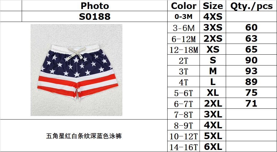 RTS NO MOQ ETA 5/7days arrived S0188 Five-pointed star red and white striped dark blue swimming trunks