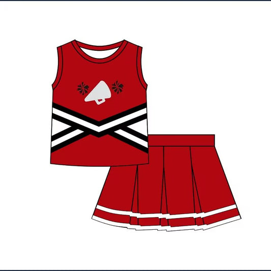 Custom moq 3 eat about 6-8 weeks red Sleeveless Top-Short Skirt Set