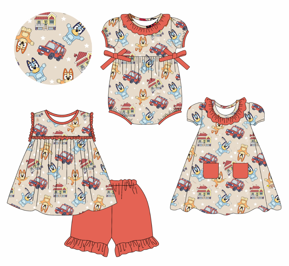 Custom summer cartoon baby girls clothes sets dress romper