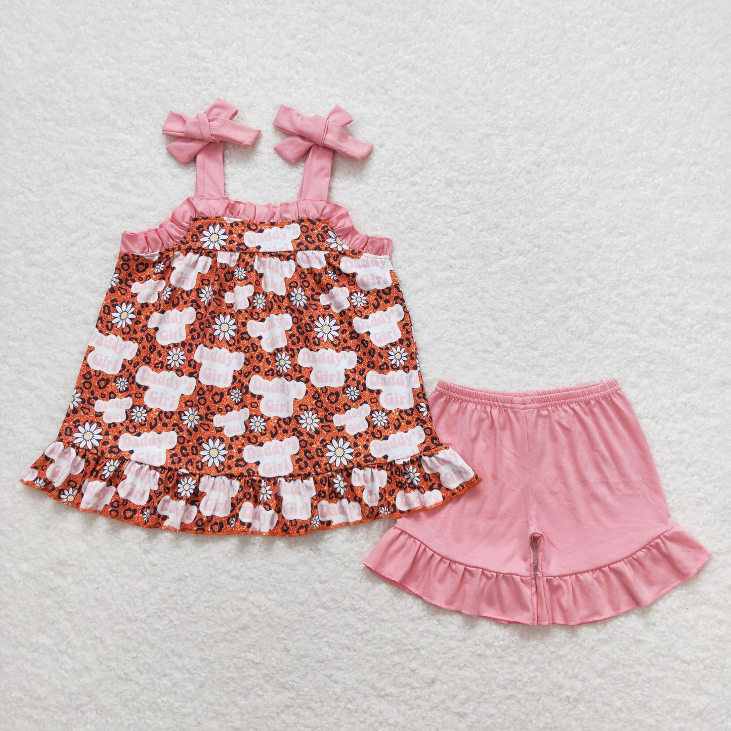 GSSO0568 daddy’s girl leopard print suspender pink shorts suit