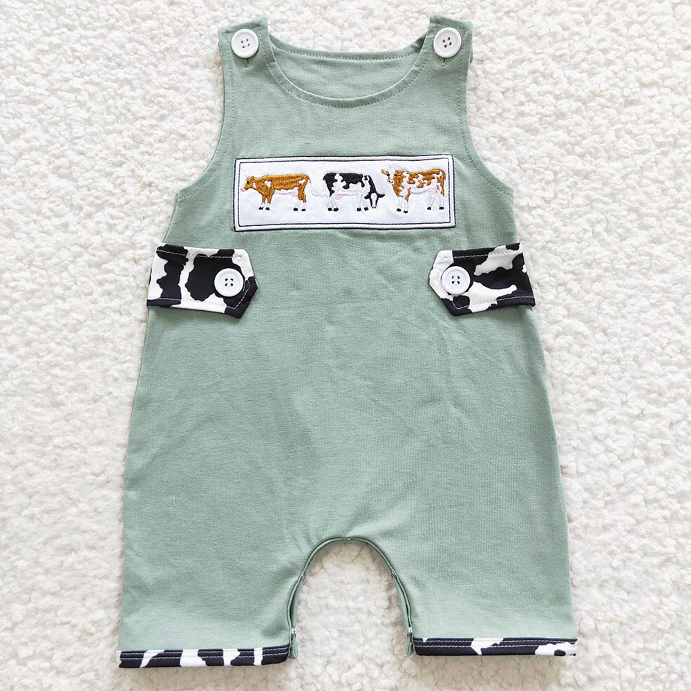 Baby Kids Western Cow Embroidery Summer Siblin Clothes