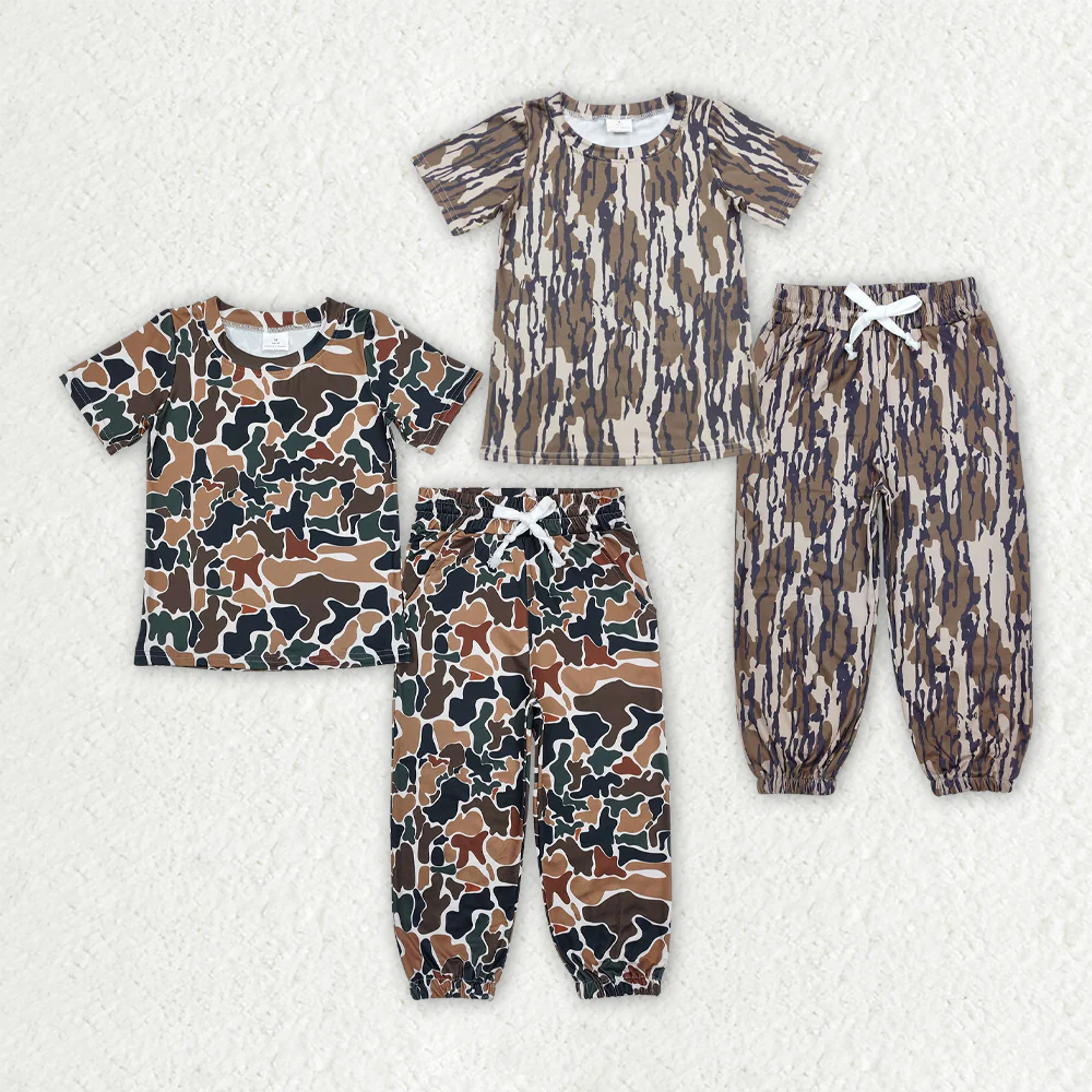 RTS NO MOQ Sibling Baby boy clothes camouflage short-sleeved pants sets