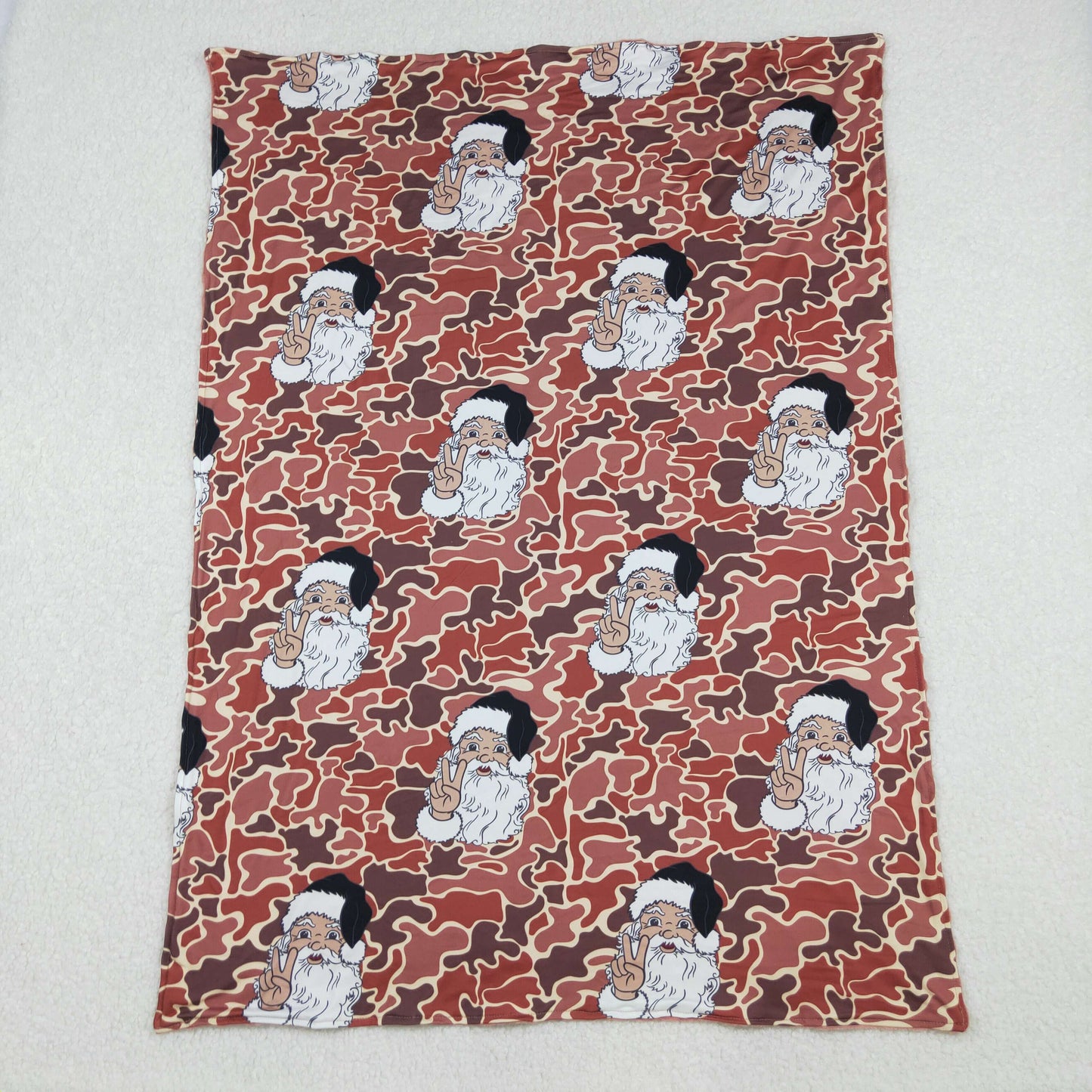 RTS NO MOQ（In Stock) BL0162 Santa Claus Brown Camouflage Baby Blanket