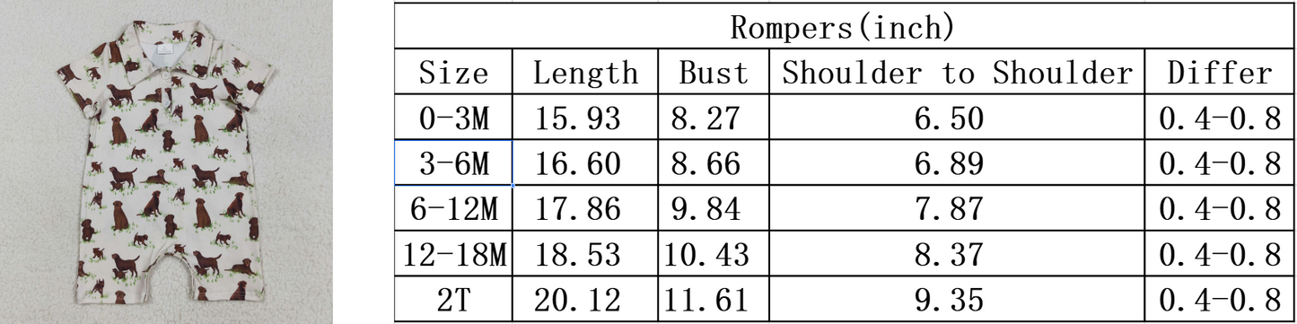 RTS NO MOQ（In Stock) SR3174 Puppy grass beige button collar short-sleeved bodysuit