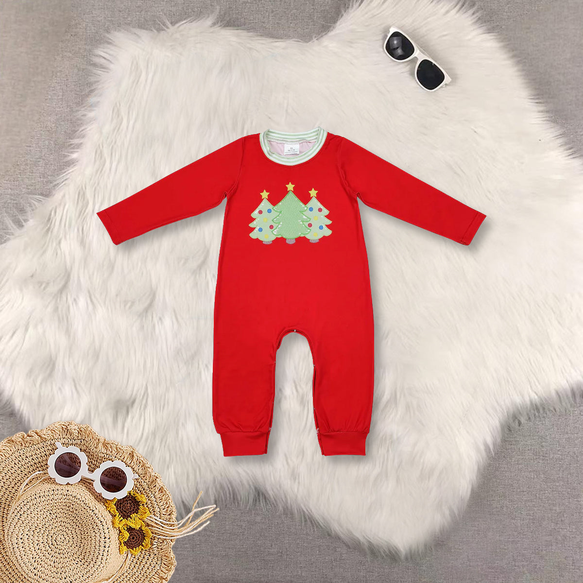 RTS NO MOQ baby girl clothes Christmas long sleeve Rompers Clothes Sets