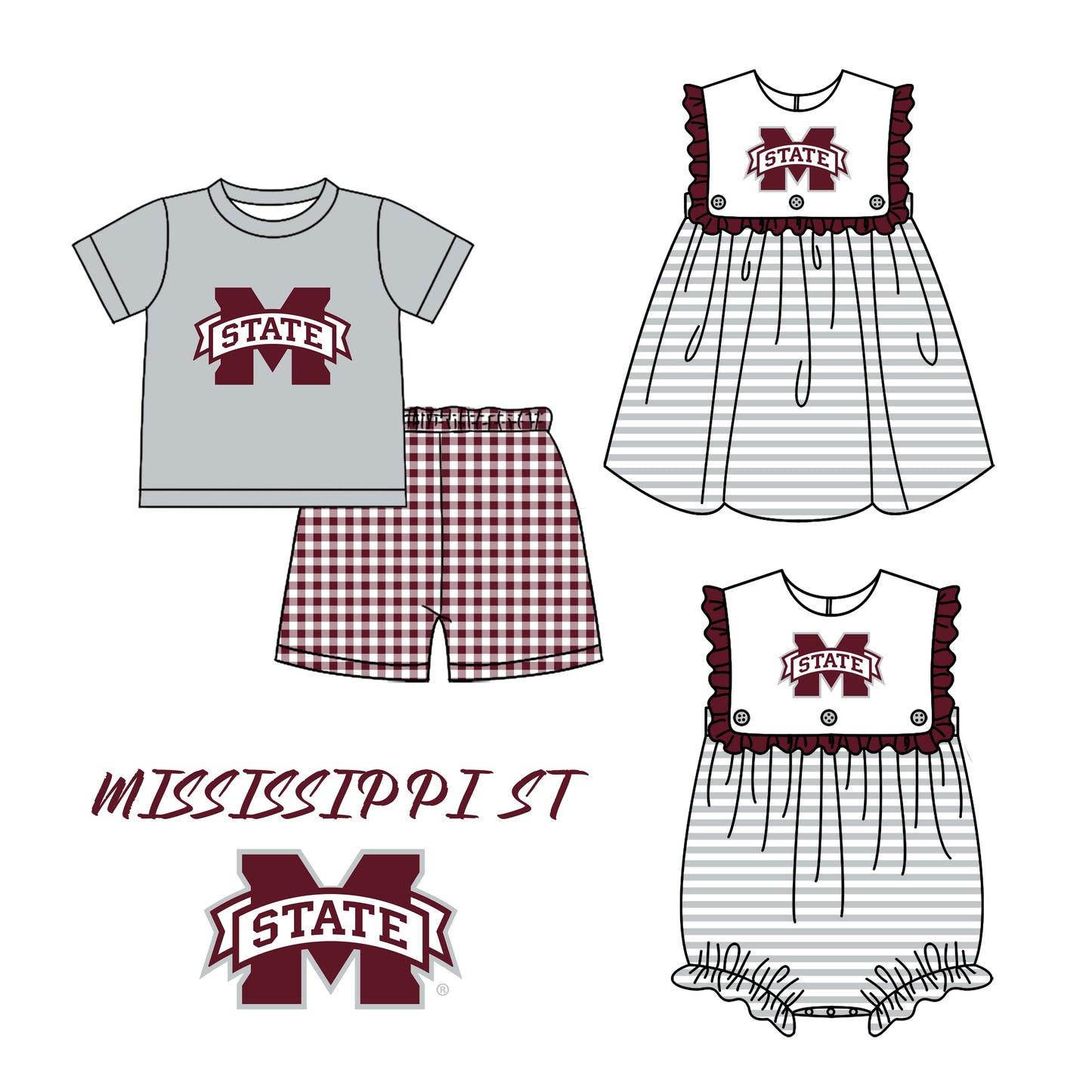 Custom summer teams baby girls clothes sets dress romper