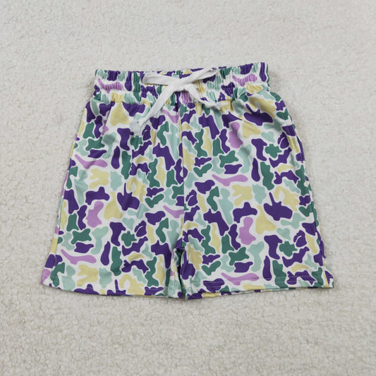 RTS NO MOQ（In Stock) SS0734 Boy Carnival Yellow-Green-Purple Camouflage Shorts