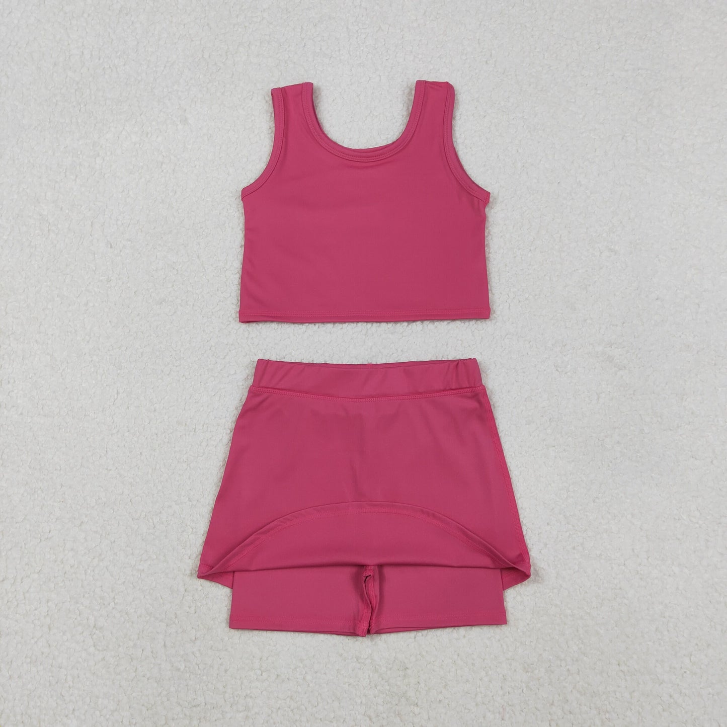 RTS NO MOQ（In Stock) GSD2657 Solid Color Pink Sleeveless Yoga Set