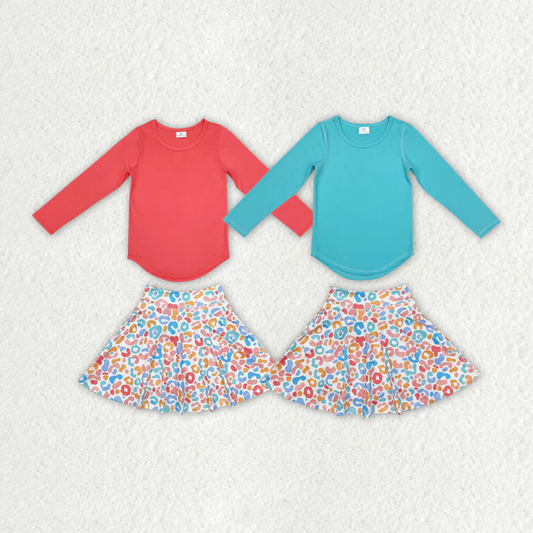 RTS NO MOQ Baby girl clothes yoga long Sleeve top skirts Suit