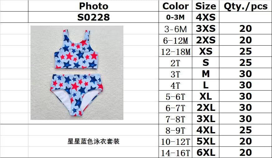 S0228 Star blue swimsuit set