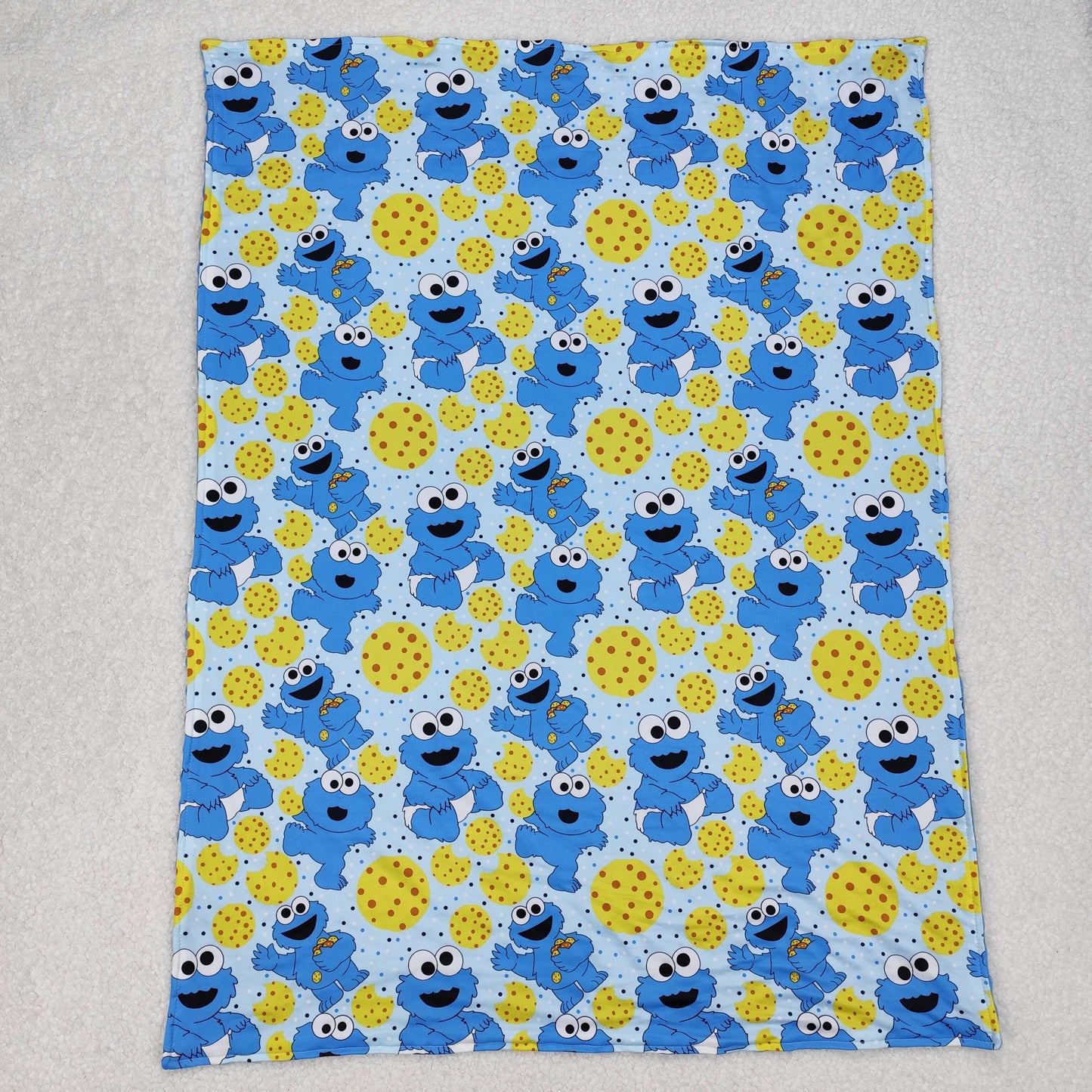 RTSNO MOQ ETA 5-7DAYS ARRIVED BL0195 Cartoon Sesame Street Cookie Blue Baby Blanket