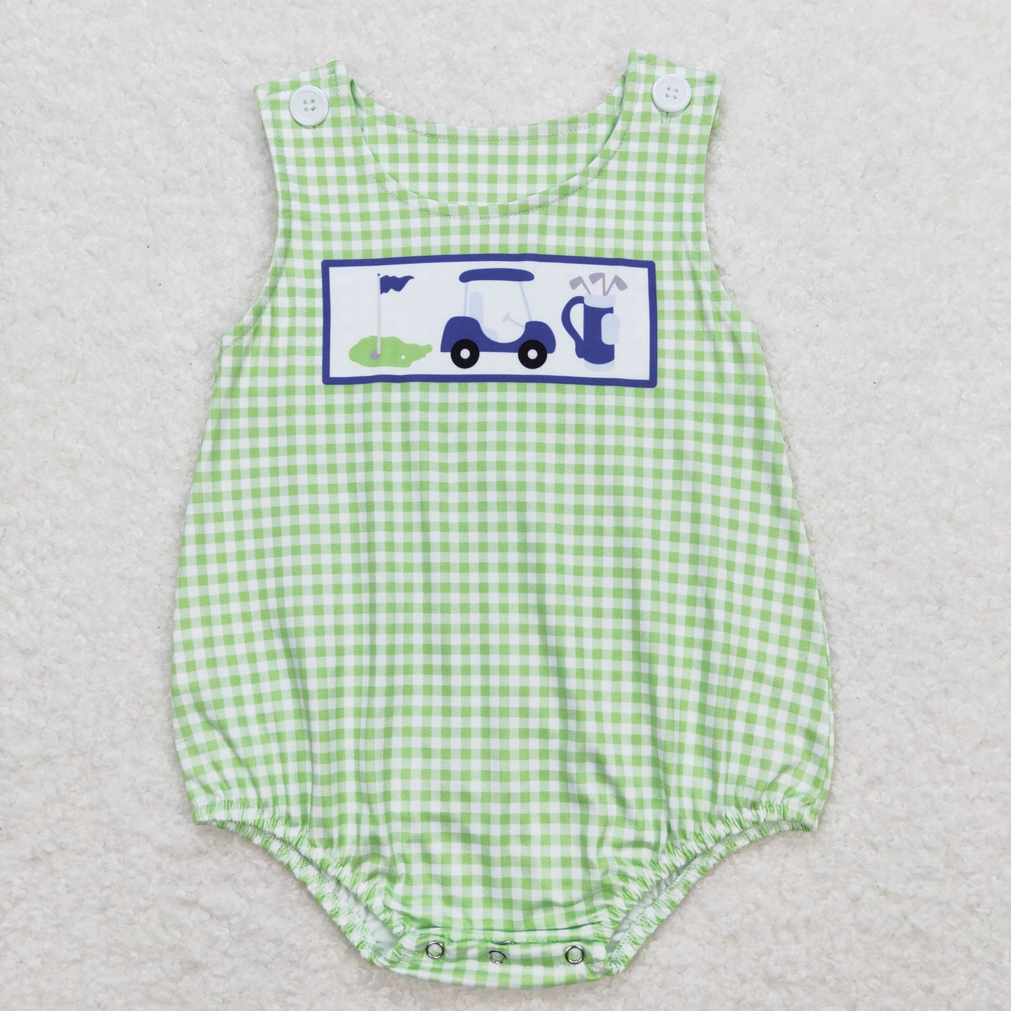 SR1227 Golf Touring Car Green Plaid Vest Jumpsuit