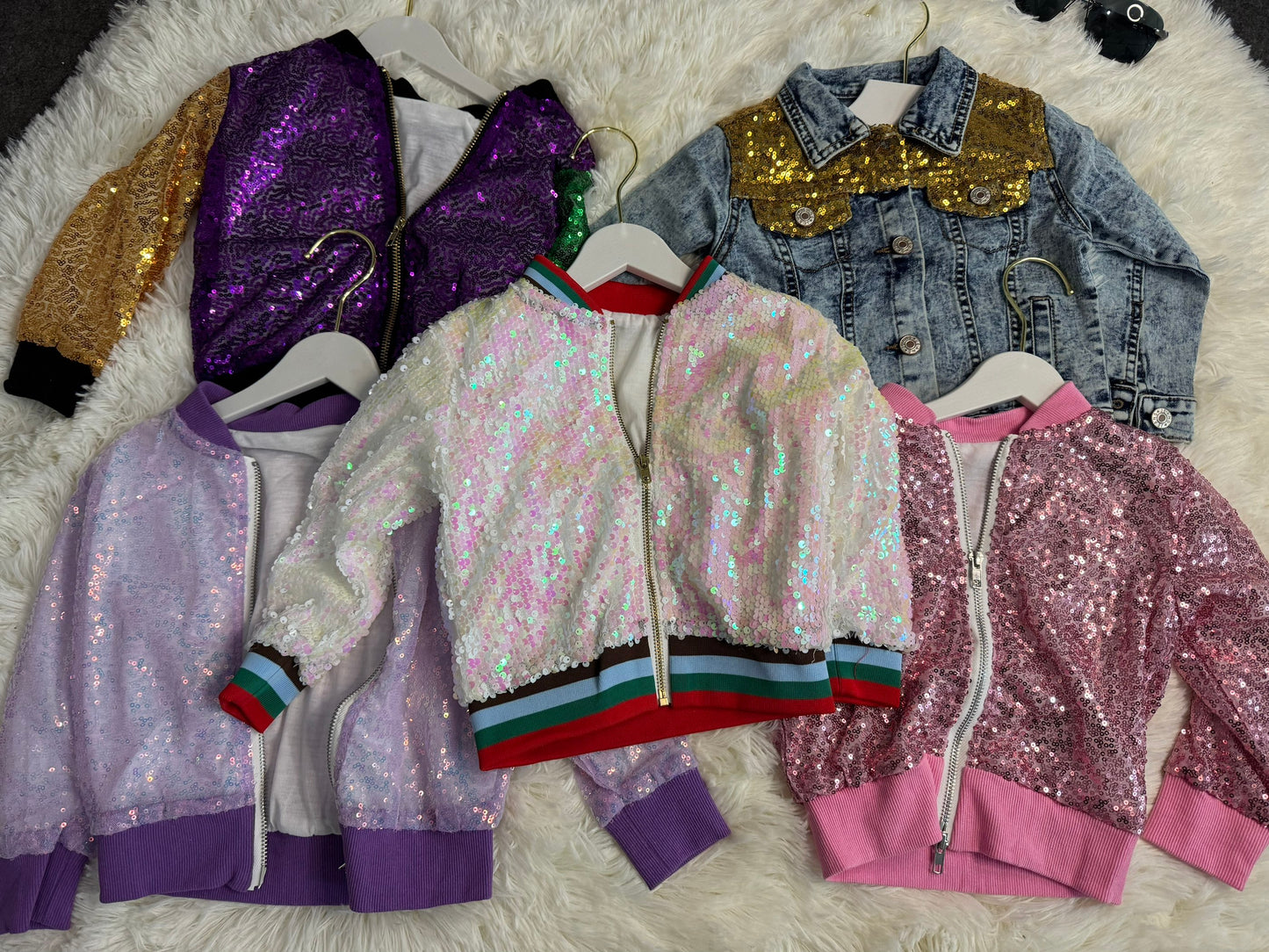 RTS NO MOQ Sibling baby boy girl clothes Sequined Zipper Long Sleeve Jackets