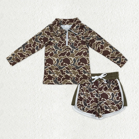 RTS NO MOQ（In Stock) BT1649+SS0745 baby girl clothes camouflage long-Sleeve shorts sets