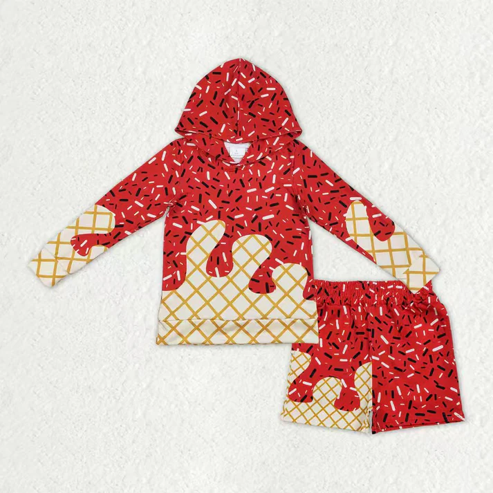 RTS NO MOQ Sibling baby girls clothes hooded long sleeve shorts sets