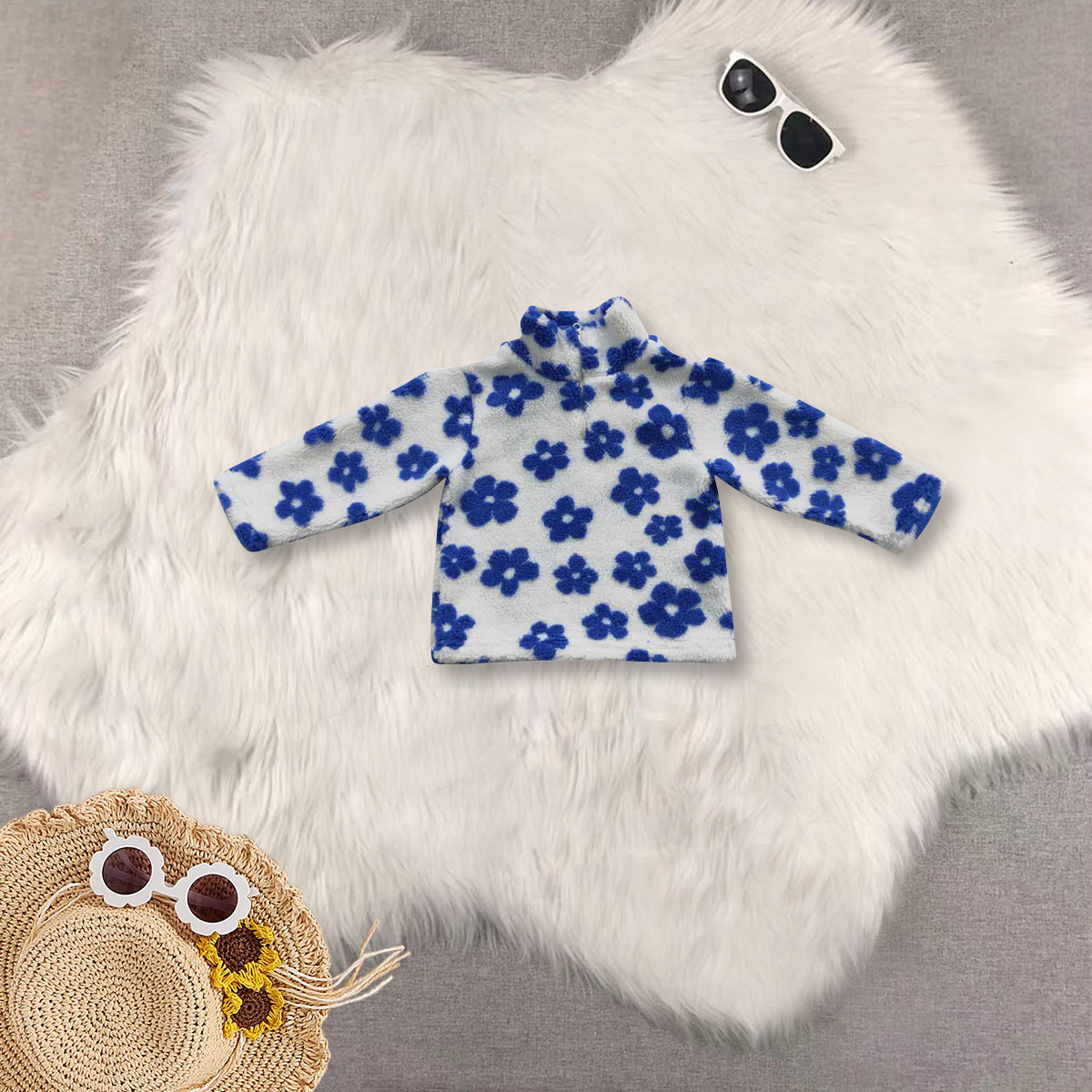 RTS NO MOQ Sibling baby girls clothes floral White Zipper Long Sleeve Tops