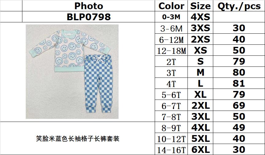 RTS NO MOQ ETA 5/7days Arrived BLP0798 Smiley face beige long-sleeved plaid trouser suit