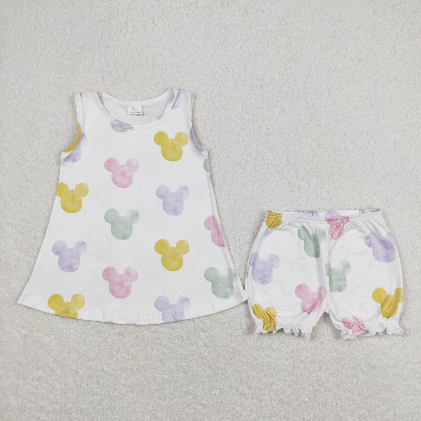 GSSO0774 Colorful Mickey Head Sleeveless Shorts Set